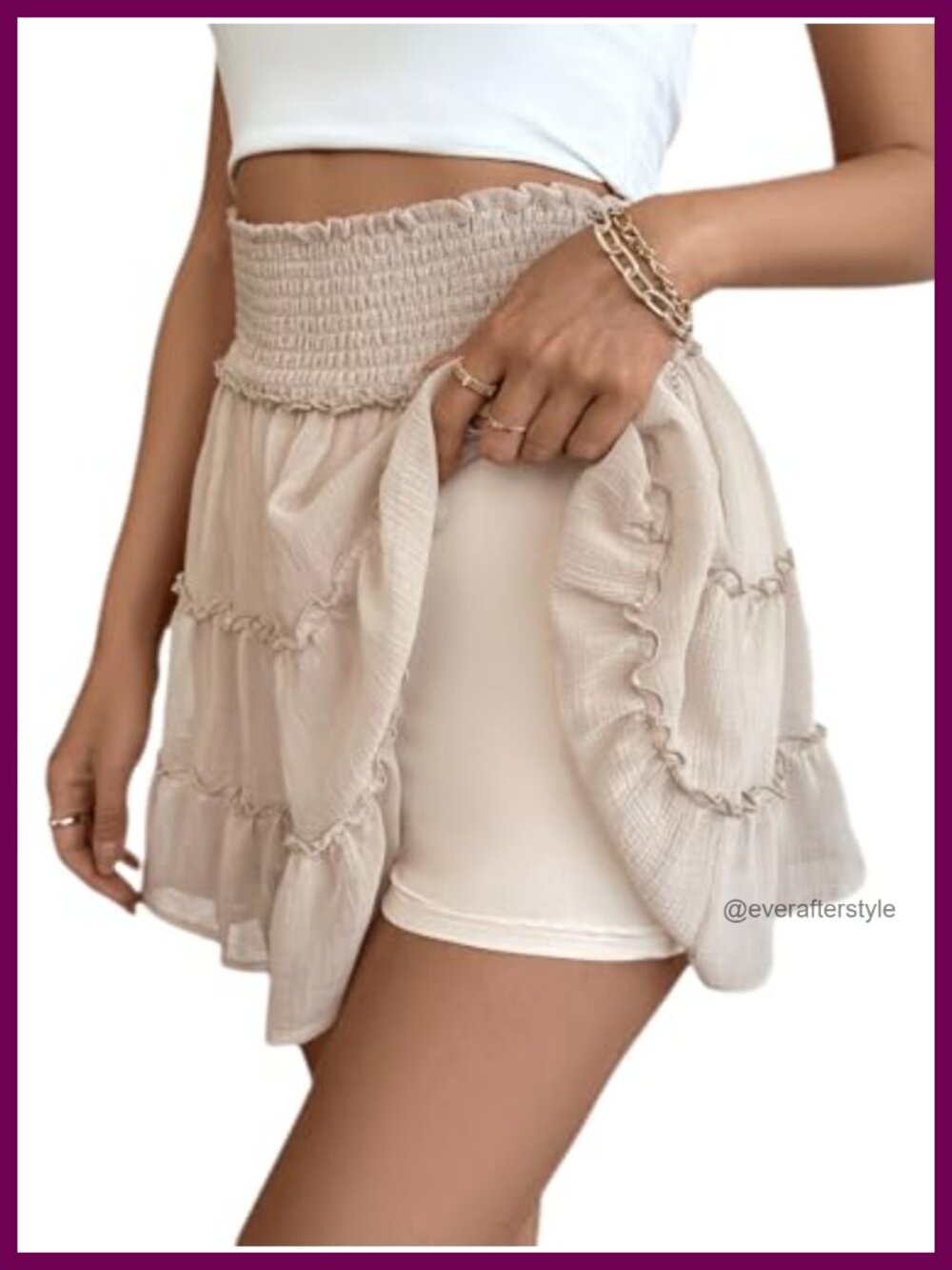 High Waisted Pleated Tennis Skirt with Built-in Shorts A-Line Ruffle Hem Skort